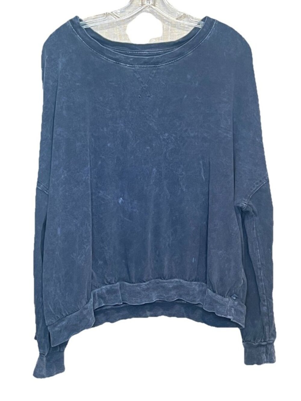Free People We The Free Sweatshirt Small Blue Mineral Wash Oversized Pullover